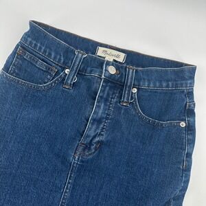 Madewell Womens Denim Mini Skirt Blue Raw Hem Casual Size 24‎